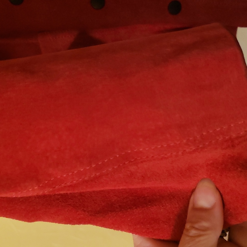 Vintage Avon Fashions Red Fringed Suede 80s 90s Leather Collar Jacket ❤ - Picture 13 of 14